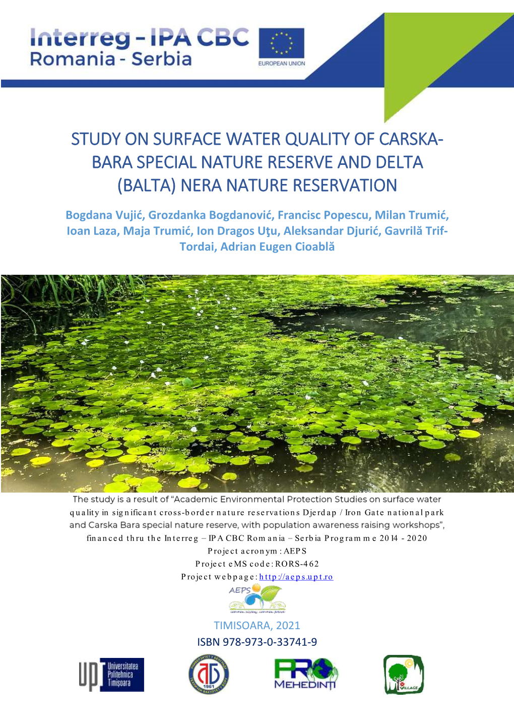 Study on Surface Water Quality of Carska-Bara Special Nature