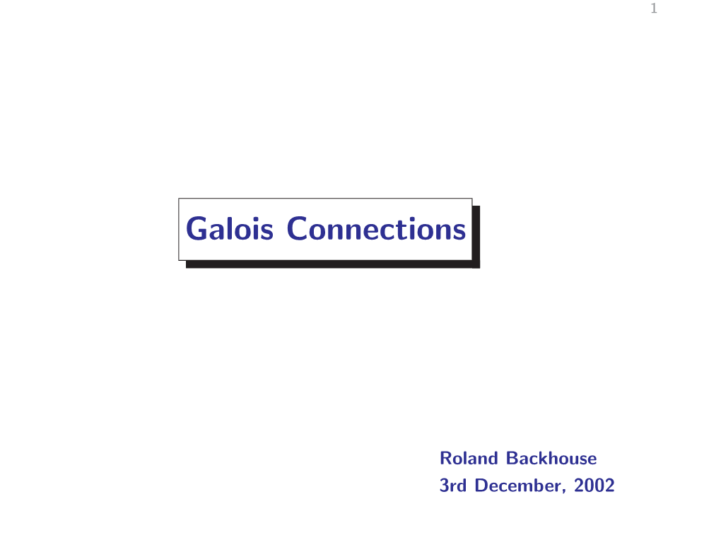 Galois Connections