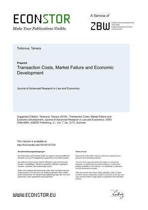 Transaction Costs, Market Failure and Economic Development
