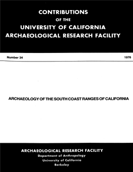 Archaeologyof the South Coast Ranges Ofcalifornia'