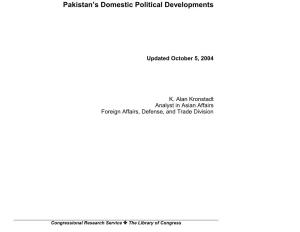 Pakistan's Domestic Political Developments
