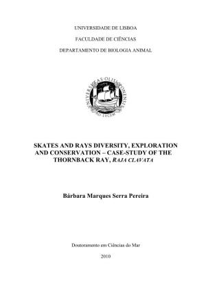 Skates and Rays Diversity, Exploration and Conservation – Case-Study of the Thornback Ray, Raja Clavata