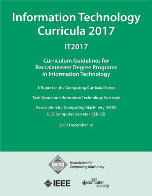 Information Technology Curricula 2017 IT2017 2017 December 10 2017 December