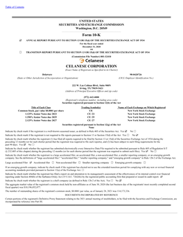 Form 10-K CELANESE CORPORATION