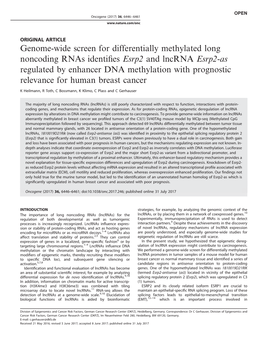 Genome-Wide Screen for Differentially Methylated Long Noncoding Rnas