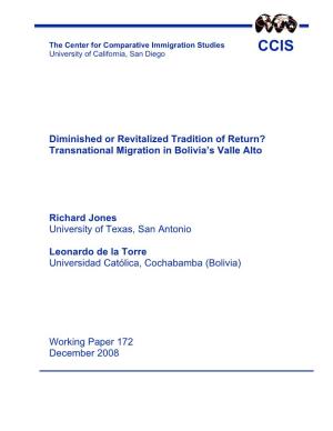 Transnational Migration in Bolivia's Valle Alto
