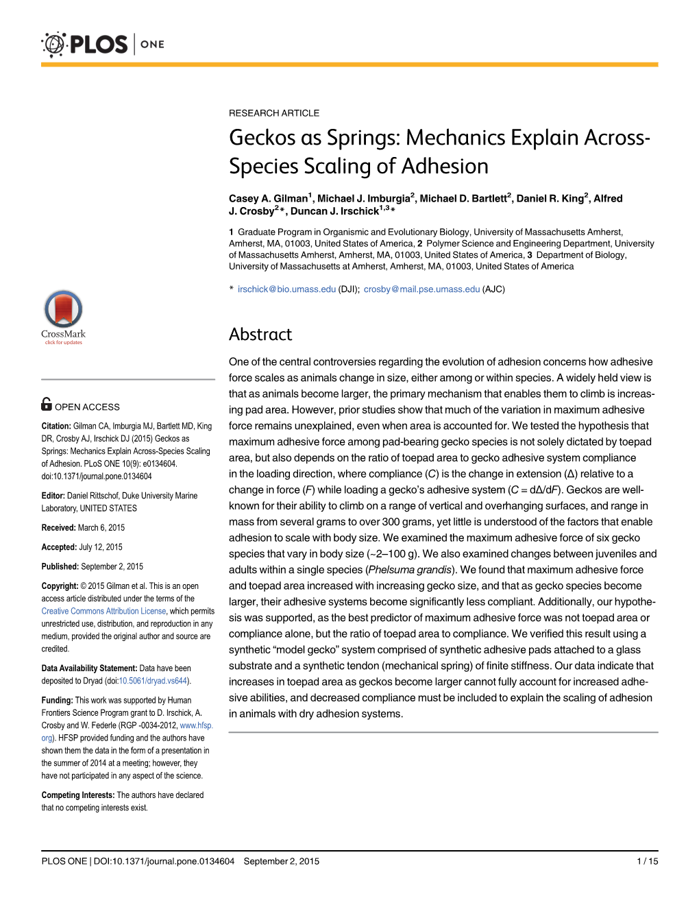 Mechanics Explain Across-Species Scaling of Adhesion