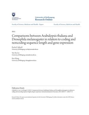Comparisons Between Arabidopsis Thaliana and Drosophila