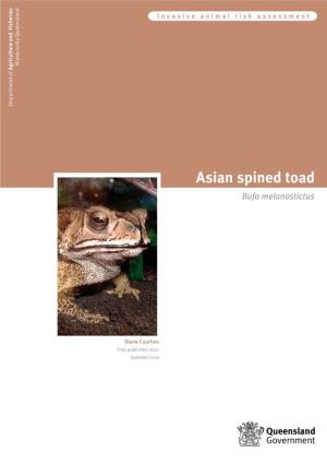 Asian Spined Toad Risk Assessment