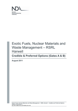 Nuclear Materials and Waste Management – RSRL Harwell Credible & Preferred Options (Gates a & B)