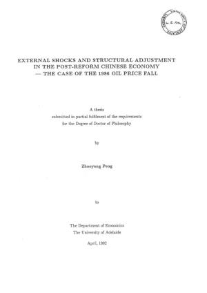 External Shocks and Structural Adjustment in the Post-Reform