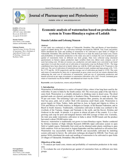 Economic Analysis of Watermelon Based on Production System In