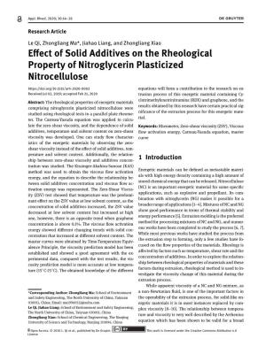Effect of Solid Additives on the Rheological Property