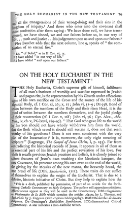 On the Holy Eucharist in the New Testament 1