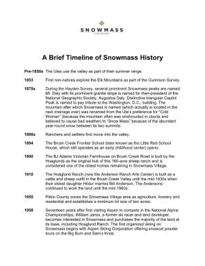 A Brief Timeline of Snowmass History