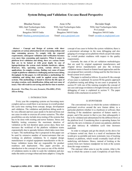 Platform Agnostic Use Case Based System Validation and Debug