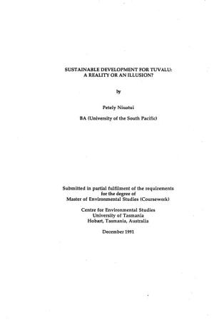 Sustainable Development for Tuvalu: a Reality Or an Illusion?