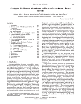 Conjugate Additions of Nitroalkanes to Electron-Poor Alkenes: Recent Results