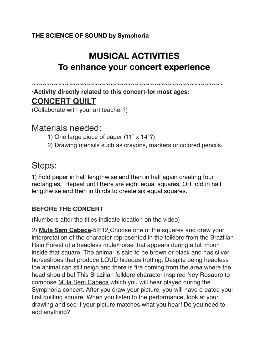 Science of Sound Musical Activities
