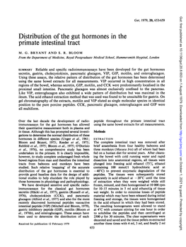 Distribution of the Gut Hormones in the Primate Intestinal Tract