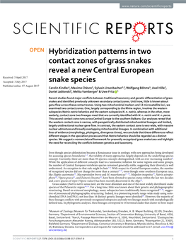 Hybridization Patterns in Two Contact Zones of Grass Snakes Reveal a New