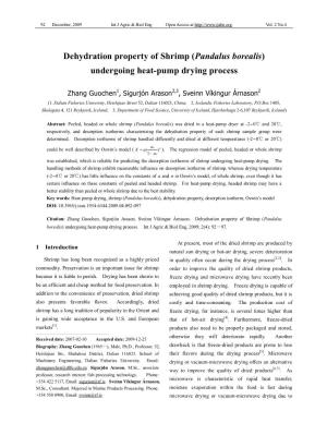 Dehydration Property of Shrimp (Pandalus Borealis) Undergoing Heat-Pump Drying Process