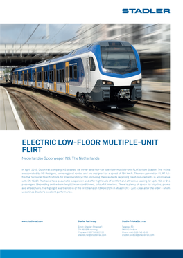 ELECTRIC LOW-FLOOR MULTIPLE-UNIT FLIRT Nederlandse Spoorwegen NS, the Netherlands