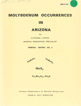 Molybdenum Occurrences in Arizona