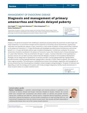 Diagnosis and Management of Primary Amenorrhea and Female Delayed Puberty