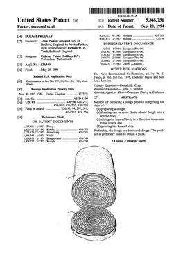 United States Patent (19) 11 Patent Number: 5,348,751 Packer, Deceased Et Al