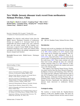 New Middle Jurassic Dinosaur Track Record from Northeastern Sichuan Province, China