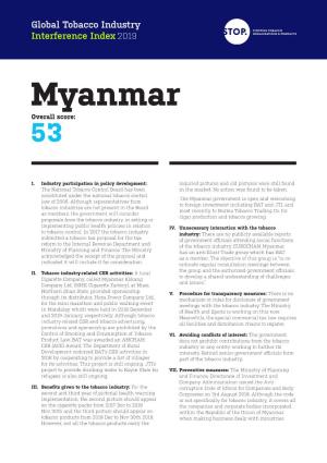 Myanmar Overall Score: 53