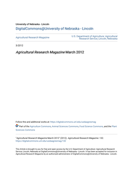 Agricultural Research Magazine March 2012