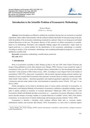 Introduction to the Scientific Problem of Econometric Methodology