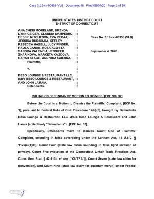 Case 3:19-Cv-00958-VLB Document 48 Filed 09/04/20 Page 1 of 39