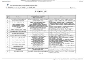PLATELET-001 All Participating Site IRB/EC List Ver.1.0 07May2020 Confidential