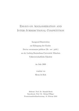 Essays on Agglomeration and Inter-Jurisdictional Competition