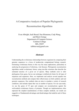 A Comparative Analysis of Popular Phylogenetic Reconstruction Algorithms
