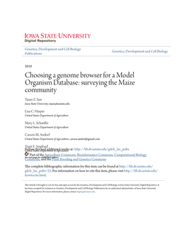 Choosing a Genome Browser for a Model Organism Database: Surveying the Maize Community Taner Z