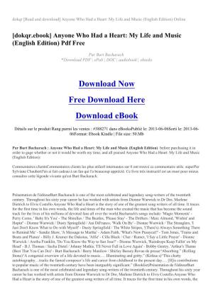 Dokqr [Read and Download] Anyone Who Had a Heart: My Life and Music (English Edition) Online