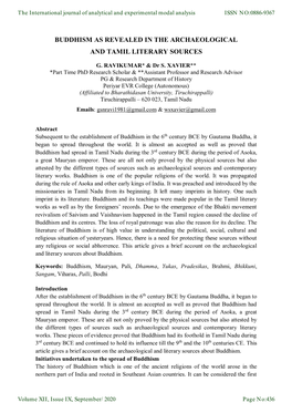 Buddhism As Revealed in the Archaeological and Tamil Literary Sources