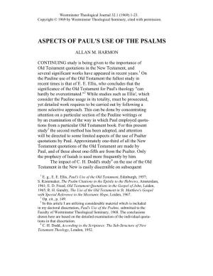 Aspects of Paul's Use of the Psalms