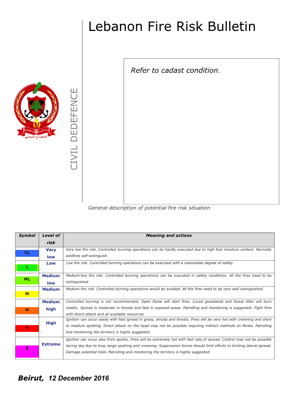 Lebanon Fire Risk Bulletin