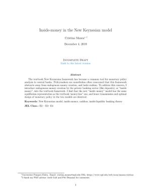 Inside-Money in the New Keynesian Model