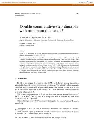 Double Commutative-Step Digraphs with Minimum Diameters *