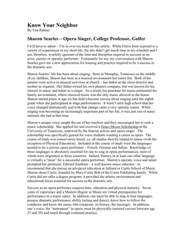 Sharon Searles – Opera Singer, College Professor, Golfer
