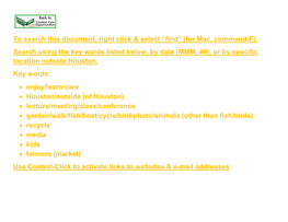 (For Mac, Command-F). Search Using the Key Words Listed Below, by Date (MMM