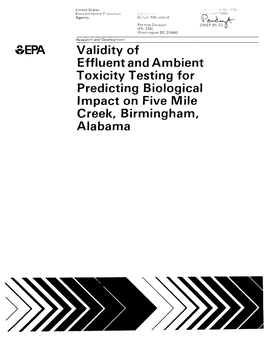 Validity of Effluent and Ambient Toxicity Tests for Predicting