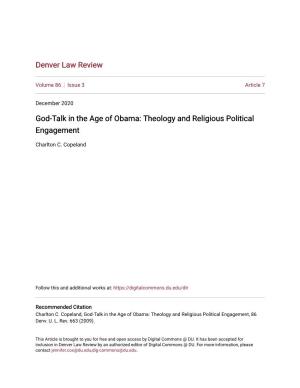 God-Talk in the Age of Obama: Theology and Religious Political Engagement