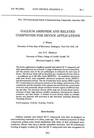 Gallium Arsenide and Related Compounds for Device Applications